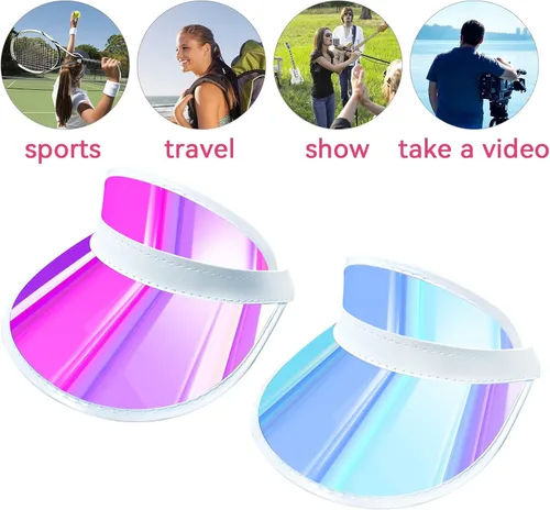 Vista 2 de Sombrero de visera para mujer, ajustable, para deportes al aire libre, protección UV, gorra transparente