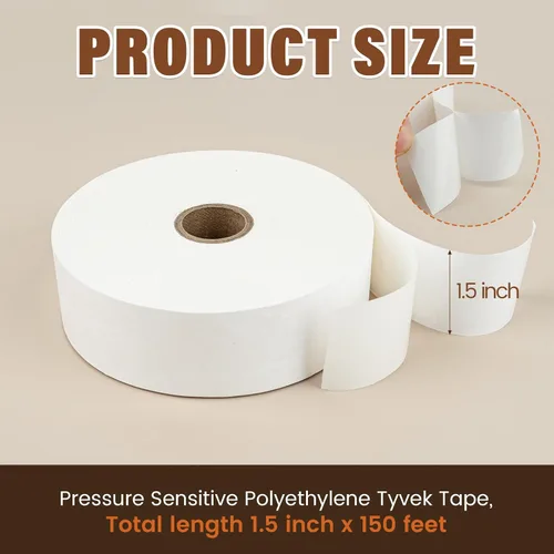 Vista 2 de Lineco Cinta Tyvek de polietileno sensible a la presión, 1.5" x 150 pies, blanca, 1 rollo