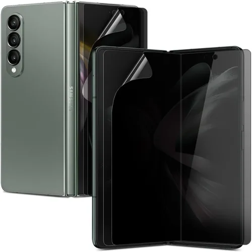 Vista 7 de [Paquete de 2+2] Protector de pantalla anti-espía para Samsung Galaxy Z Fold 3, 2 piezas en el interior + 2 piezas frontal flexible EPU película