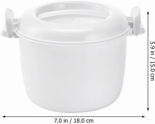 Vista 2 de OSALADI Arrocera para microondas, pequeño recipiente portátil de grado alimenticio de 1-2 L para arroz, verduras, sopas, fideos, cocina