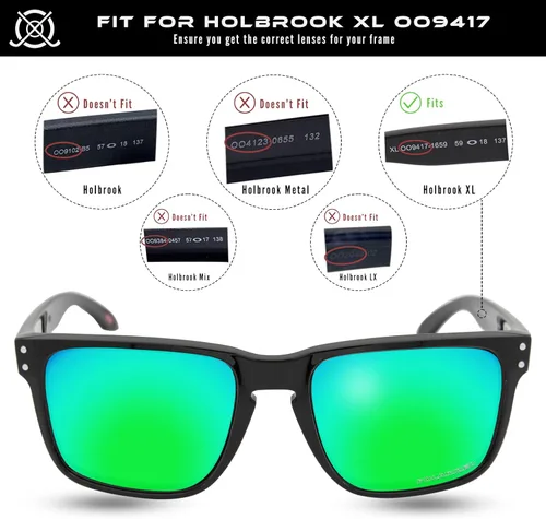 Vista 3 de SOLODAD Lentes de repuesto para gafas de sol Oakley Holbrook XL OO9417 polarizadas-verde esmeralda