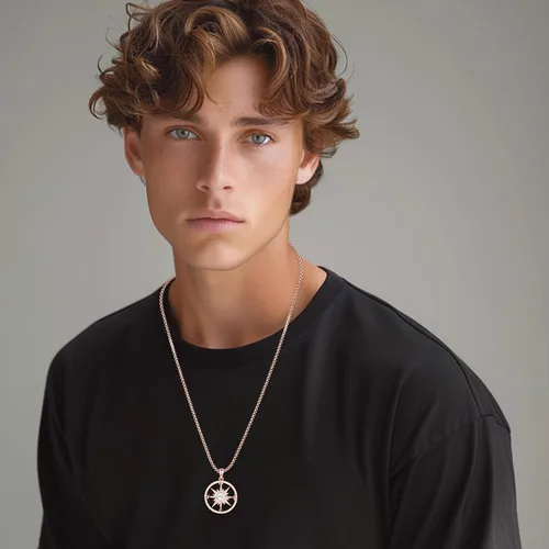 Vista 7 de Collar de Brújula para Hombres y Mujeres de Plata de Ley 925 con Colgante de Urna para Cenizas, Colgante de Medallón con Foto, Collar de Ancla