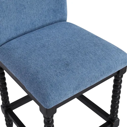 Vista 5 de DUHOME Taburete de mostrador de husillo con asiento acolchado de resorte, taburetes de bar de madera de granja de 26 pulgadas de altura