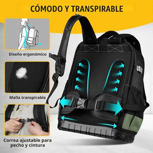 Vista 5 de Mochila de herramientas, UUP - Bolso de herramientas resistente de gran capacidad con fondo duro moldeado impermeable, mochila de almacenamiento