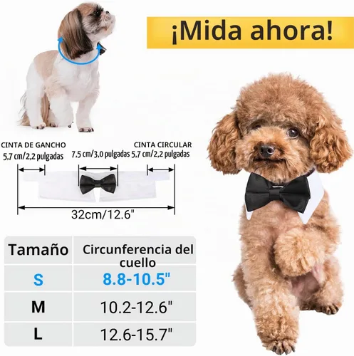 Vista 2 de Collar de corbatín negro para gato Segarty, lindo esmoquin para cachorros con corbatín para perros con collar blanco ajustable hecho a mano