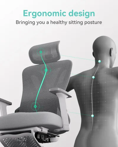 Vista 5 de Hbada P5 Silla de oficina ergonómica, silla de escritorio con soporte lumbar y altura ajustables, silla de computadora cómoda de malla