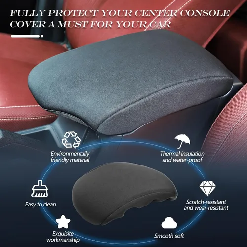 Vista 2 de Funda de consola central de alta calidad compatible con Toyota Hilux 2015 2016 2017 2018 2019 2020 2021 Protector de cojín para reposabrazos de coche