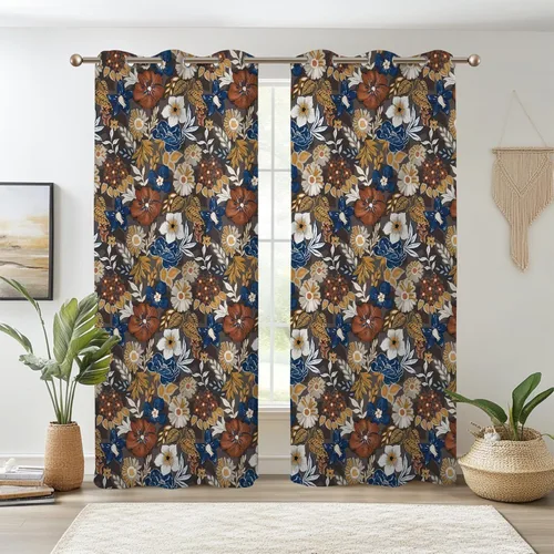 Vista 43 de Renaiss Pink Cherry Patels - Cortinas opacas con aislamiento térmico de flores de cerezo japonés, cortinas de ventana de dormitorio con estampado