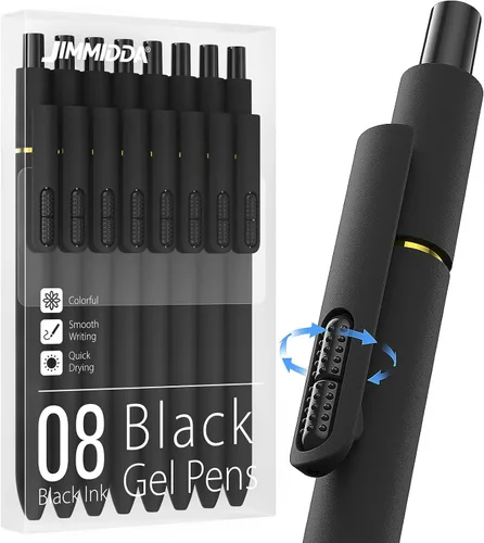 Vista 16 de 16 bolígrafos de gel negros - 0.7mm de punta media, bolígrafos de tinta negra Escritura suave - Bolígrafo retráctil de secado rápido para hombres