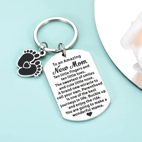 Vista 3 de Regalos de revelación de género, llavero de anuncio de embarazo para nueva mamá, regalos de baby shower, regalo para madres primerizas, regalo