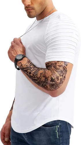 Vista 2 de Pinkbomb Camisetas musculares para hombre, de manga corta, para entrenamiento, gimnasio, ajustadas, para hombre