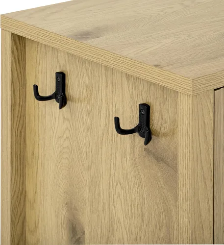 Vista 8 de HY_Modern Wave-Pattern Sideboard with 3 Drawers & 2 Doors - Storage Buffet Cabinet with Adjustable Hooks & Extra Center Leg for Living Room