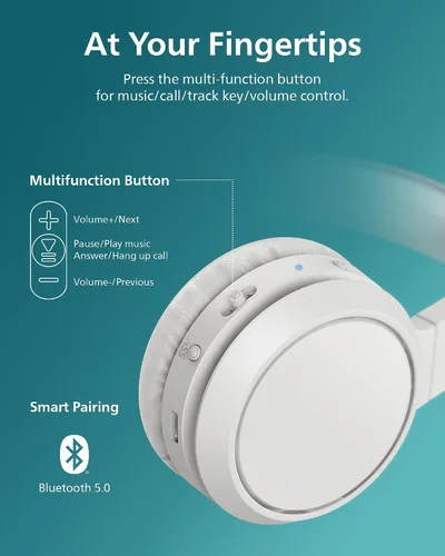 Vista 6 de Philips H4205 Auriculares inalámbricos con controladores de 1.260 in y BASS Boost bajo demanda, color blanco