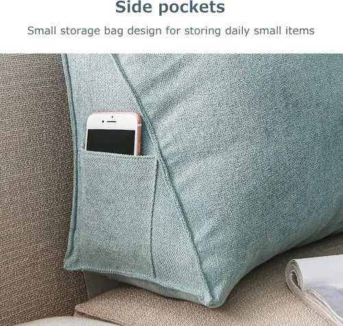 Vista 4 de Almohada de cabecera con protección de cintura, almohada de lectura, almohada triangular de cuña, cojín de espalda larga con funda extraíble