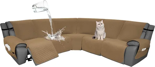 Vista 28 de Fundas de terciopelo 10% impermeables para sofá modular reclinable en forma de L, 1 pieza, fundas acolchadas para sofá reclinable esquinero, juego