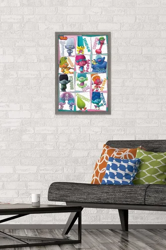 Vista 2 de Trends International Trolls - Grid Wall Poster, 22.4L x 14.7W, Barnwood Framed Version