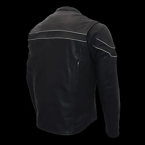 Vista 8 de Milwaukee Leather MLM1525 - Chaqueta MC ligera de cuero negro 'Crossover' para hombre