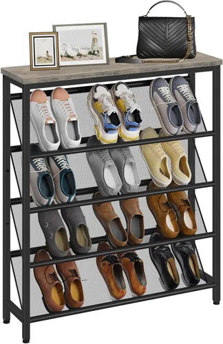 Vista 10 de CHOEZON Zapatero, Estante de Almacenamiento de Zapatos Inclinado de 4 Niveles, Zapatero Estrecho para Entrada, Organizador de Zapatos con Patas