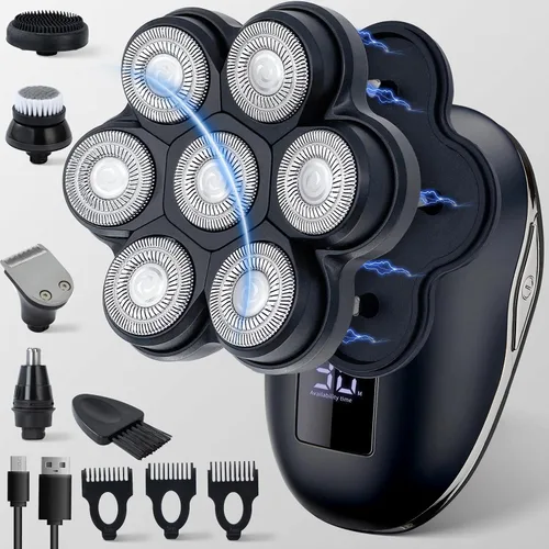 Vista 9 de Afeitadoras magnéticas de cabeza 2026 para hombres calvos, maquinilla de afeitar eléctrica para hombres, afeitado para hombre con recortadora