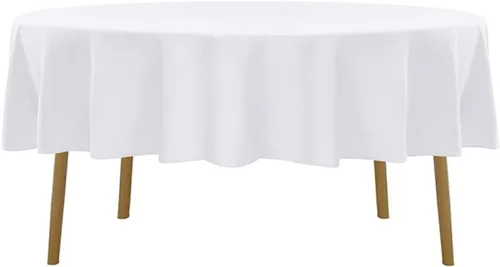 Vista 2 de Cupuamon Mantel redondo de 108 pulgadas de poliéster, lavable, decorativo, para bodas, fiestas, comedor y banquetes