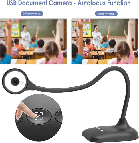 Vista 3 de Cámara de documentos USB para profesores, cámara web/doc para aula con formato A3, luces LED de 3 niveles, inversor de imagen, plegable, micrófono