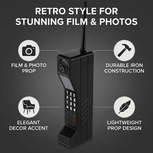 Vista 5 de Estink Metal Retro Brick Phone Model Prop para película y decoración del hogar Iron 80s Vintage teléfono celular réplica, equipo de estudio