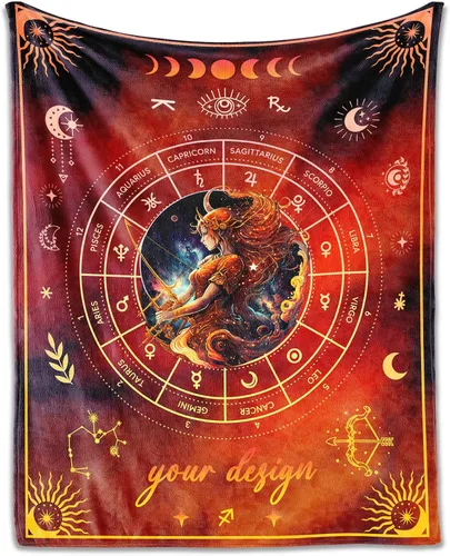Vista 12 de Manta Acuario para Regalos, 40" x 30" Manta Rectangular de Franela del Zodiaco Acogedora, Regalo para Niños Niñas Adolescentes Mujeres Hombres