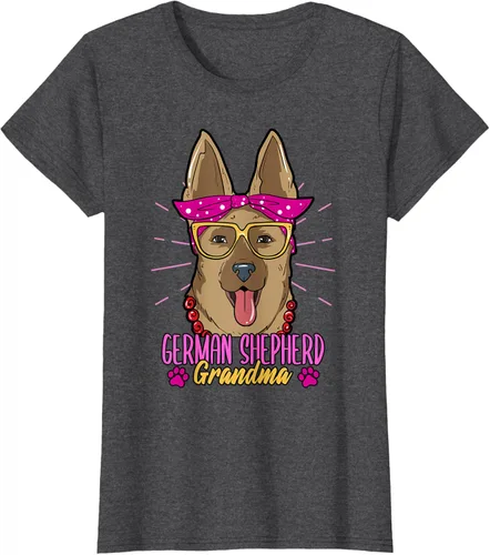 Vista 4 de Camiseta de piel de pastor alemán para mujer, con diseño de pata de mamá, padre, amor, perros, perro, Negro, S