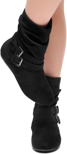 Vista 7 de Herstyle Lindell Botas de pantorrilla de tacón plano para mujer con cremallera lateral botines de tobillo