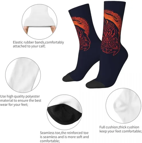 Vista 5 de Viking Fenrir - Calcetines deportivos para hombre, calcetines deportivos negros de lobo nórdico para 9-12, calcetines deportivos cómodos