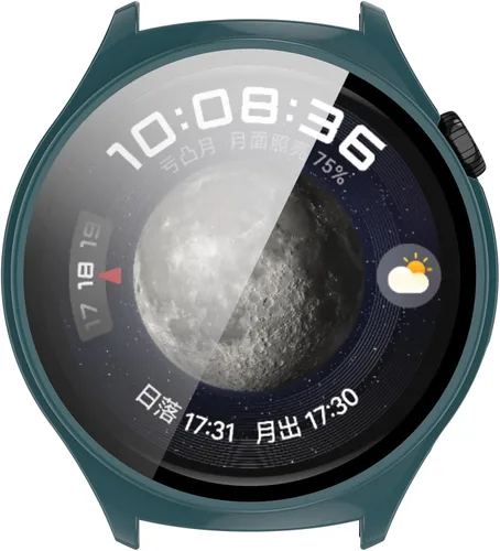Vista 9 de PC+Funda protectora de pantalla de vidrio templado compatible con Huawei Watch 4, protector de pantalla para Huawei Watch 4, cobertura completa negro