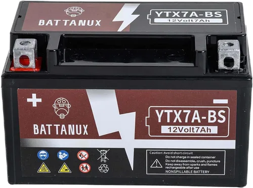Vista 2 de Batería y batería de motocicleta YTX7A-BS, sellada SLA/AGM 12V7Ah ATV/UTV/Moto de nieve/moto de moto, batería sin mantenimiento y sin herramientas
