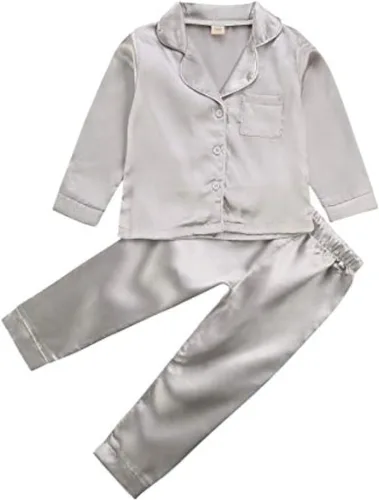 Vista 38 de Conjunto de pijama de manga larga con botones para niña pequeña, conjunto de ropa de dormir