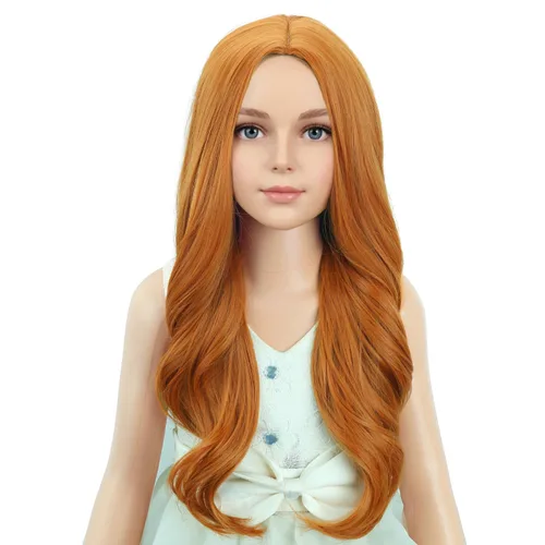 Vista 16 de PATTNIUM Peluca larga y ondulada rubia oscura para niños y niñas, peluca Rubio ceniza