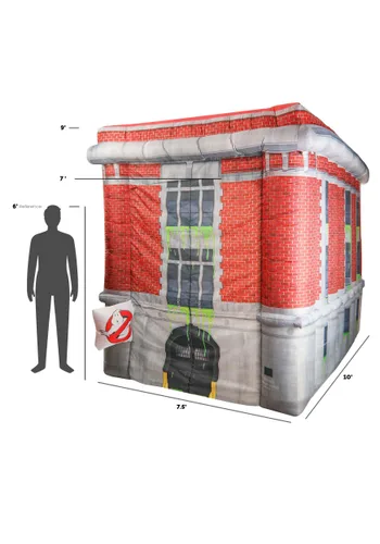 Vista 5 de Decoración Inflable de 9 Pies del Cuartel de Ghostbusters para Halloween Multicolor