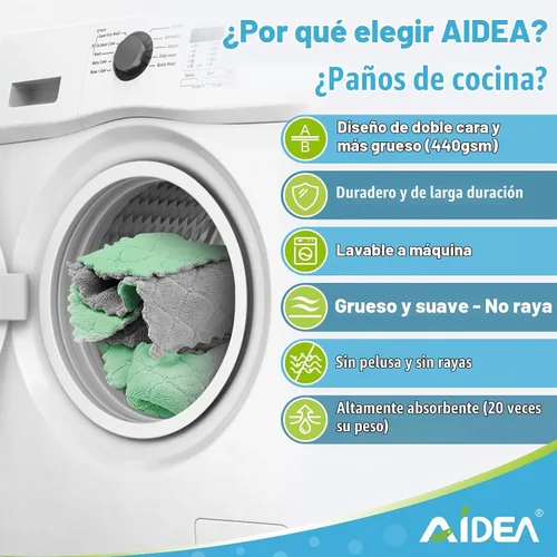 Vista 3 de AIDEA - Paños de cocina reutilizables, paquete de 24 paños de cocina de forro polar coral de 6 x 10.4 pulgadas Absorbent Microfiber Cleaning