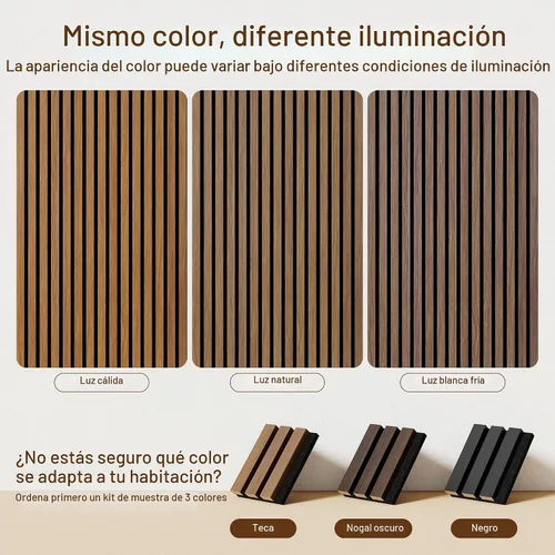 Vista 9 de Amsleekey Paquete de 4 paneles de pared de listones de madera acústica de Teca
