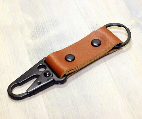 Vista 3 de Llavero táctico de cuero HK EDC Clip Fob - cuero de grano completo