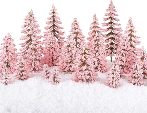 Vista 13 de Skylety 35 Piezas Árboles Modelo de 1.2-6.3 Pulgadas Árboles Miniatura Mixtos Suministros de Diorama Plantas Falsas Escenario de Tren Paisaje Pueblo