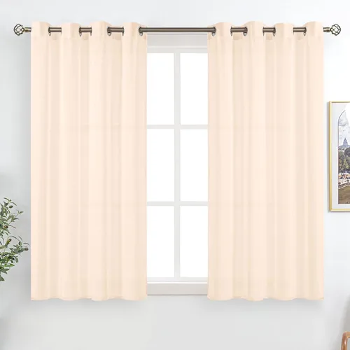 Vista 26 de BGment Cortinas cortas de lino transparente de 40 pulgadas para cafetería, con ojales, filtrado de luz, semitransparentes para ventanas pequeñas