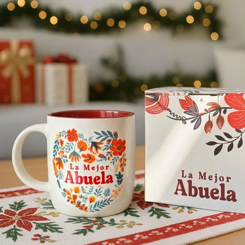 Vista 2 de Triple Gifffted Regalos para abuelos, tazas de café La Mejor Abuela y Abuelito en español, Latino Best Grandma and Grandpa, Regalo Dia Birthday and