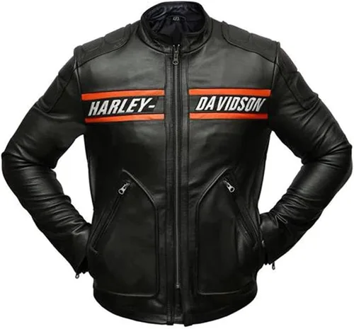 Vista 3 de La-Mejor Chaqueta de moto HD Bill Goldberg Hombre - Chaqueta de cuero negro para hombre - Chaqueta de cuero Cafe Racer Hombre