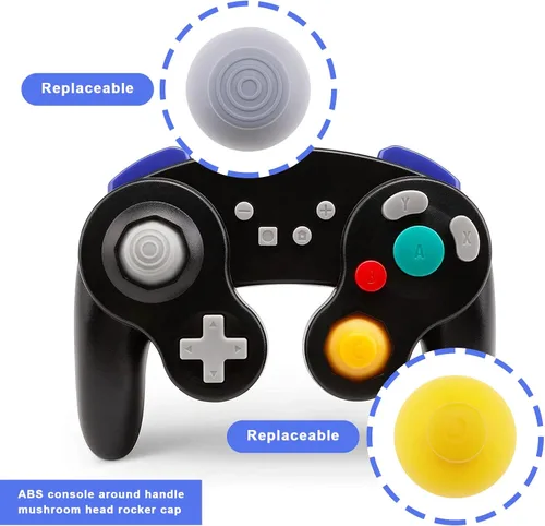 Vista 2 de 6 tapas analógicas de repuesto compatibles con Nintendo Gamecube Controller Analog Stick Covers Accessories ABS amarillo y gris