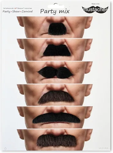 Vista 7 de Mustaches Self-Adhesive Fake Mustache, Synthetic Fur Costume Accessory Set Jengibre