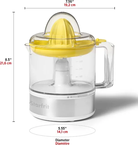 Vista 3 de Starfrit Exprimidor eléctrico de cítricos - 27.1 fl oz - Conos de jugo de 2 tamaños - Rotación inversa automática - 30W