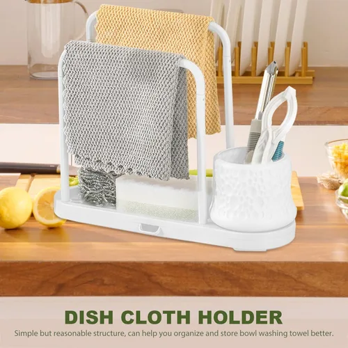 Vista 7 de Alipis Agujero - Organizador de estante de cocina para guardar platos, soporte para esponja de cocina, estante de drenaje para fregadero