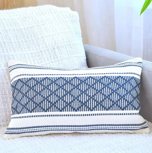 Vista 11 de Funda de almohada tejida de algodón, color verde oliva/blanco roto, 16 x 16 pulgadas (una sola pieza)