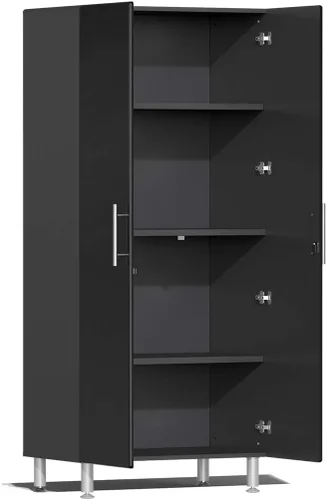 Vista 3 de Ulti-MATE UG21006B - Armario alto de garaje de 2 puertas en negro metálico medianoche