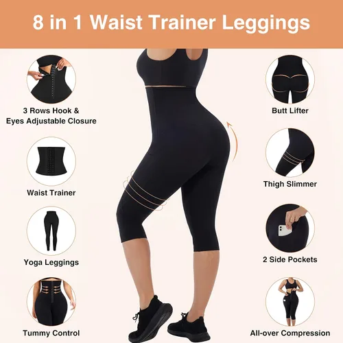 Vista 3 de KEEPTO High Waisted Leggings for Women Waist Trainer Butt Lifting Tummy Control Compression Yoga Pants