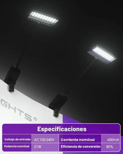 Vista 6 de HitLights Luces para ferias comerciales Pantalla LED e iluminación de brazo de exposición, luces de feria conectables incluidas abrazaderas Negro